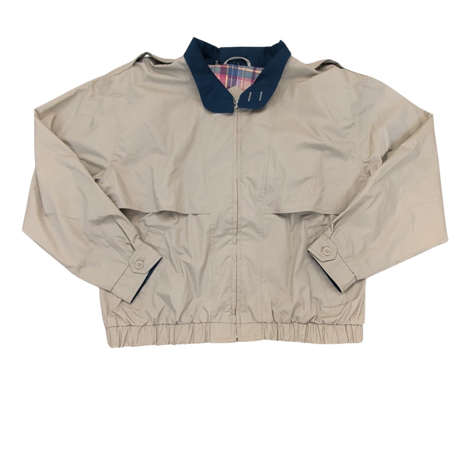 Vintage Members Only Jacket Mens Sz Xl Beige Bomber Zip Epaulets Made In Korea